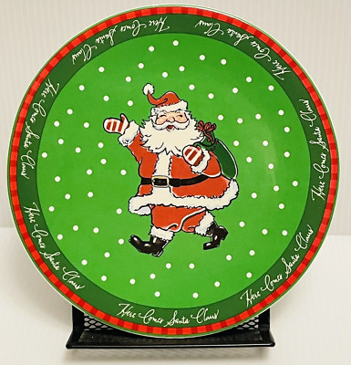 The White Barn Candle Company Santa Cookie Plate 6 1/2  Here Comes Santa Claus