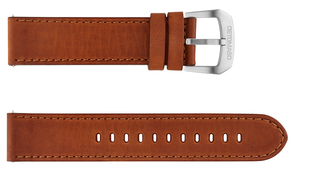 Bracelet montre Detomaso cuir marron 22mm avec sa boucle ardillon argentée