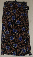 NWT WOMENS SAG HARBOR LONG BLACK W/ PRETTY FLORAL PRINT SKIRT SIZE 16 NO SLITS