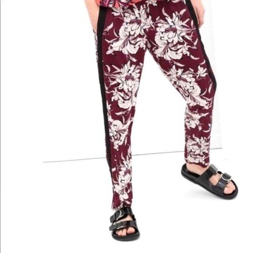 ZARA - MAROON FLORAL CHIFFON JOGGER | eBay