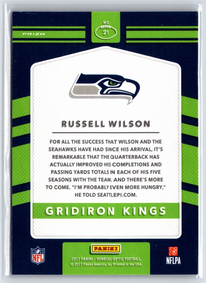 2017 Donruss Optic #21 Russell Wilson  Gridiron Kings - Image 2 of 2