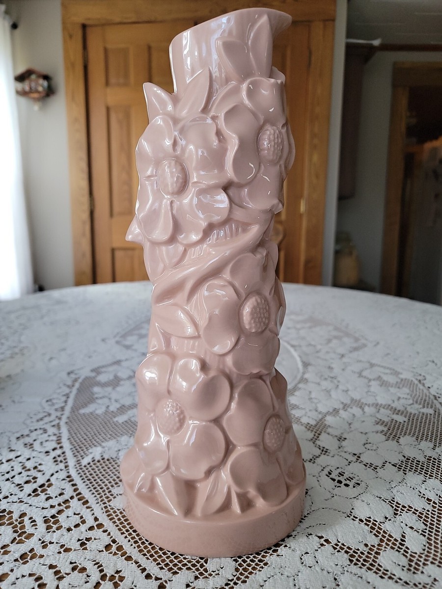 Vintage 8917 Oversized Raised Dogwood Flower Tree Trunk Pottery