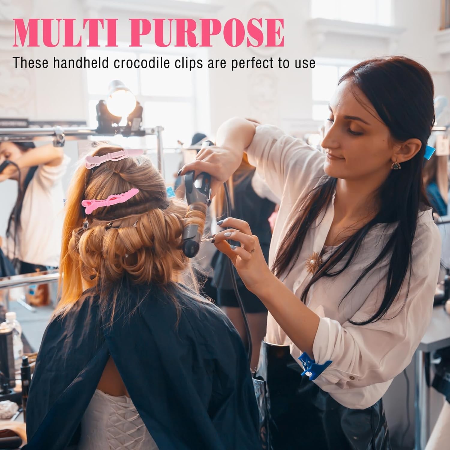 Havawish 12 Pcs Alligator Clips for Hair Styling Matte Pink 