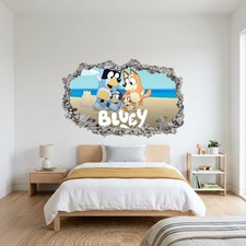 Bluey and Bingo Kids Show 3D Effect Sticker 3D Wall Hole Decal 198