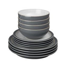 Image of Denby - Elements Fossil Grey Dinner Set For 4 - 12 Piece - 4,