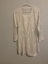 White Embroidered Cotton Kurta Women's Traditional Long Sleeve