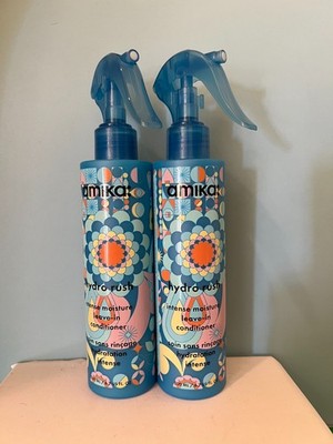 2 Amika Hydro Rush Intense Moisture Leave in Conditioner 6.7oz New & Authentic