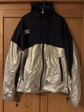 Men’s Vintage Umbro Navy And Silver Winbreaker Jacket In Small