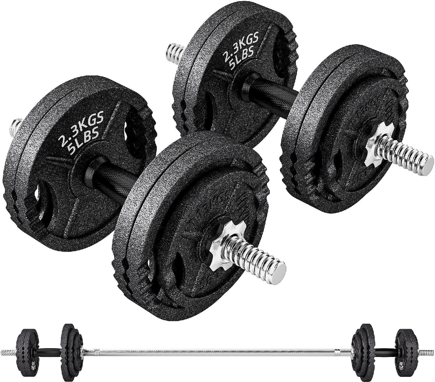 Pesi per Palestra da 42 kg 14 Dischi,Bilanciere e Manubri 180x24x24 Nero DecHome
