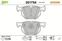 Valeo Bremsbelagsatz Scheibenbremse Essential 301754 FüR E64 E63 E61 E60 BMW 5Er