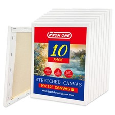 10 Pack 9x12 Stretched Canvas – 100% Cotton with Natural Cottonseed Husk, 5/8...
