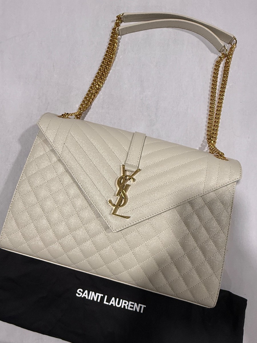 SAINT LAURENT YSL NWOB $3500 LARGE CREAM ENVELOPE BAG | eBay