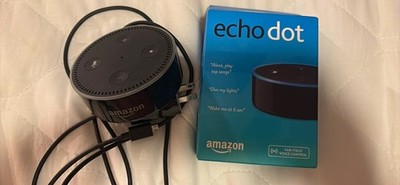 TWO Amazon Echo Dot Smart Speaker, Black, Type A Plug, Includes Power Adapter