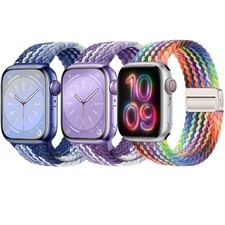3 Pack Braided Sport Loop Band for Apple Watch Women Men
