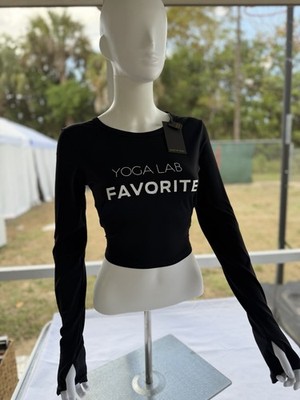 Yoga Lab Favorite Black Cropped Stretch Long Sleeve Top 