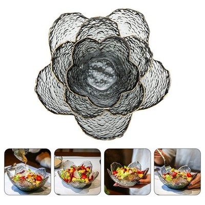 3pcs kreative blumförmige Teller Obstsalatschale Servierschale (grau)