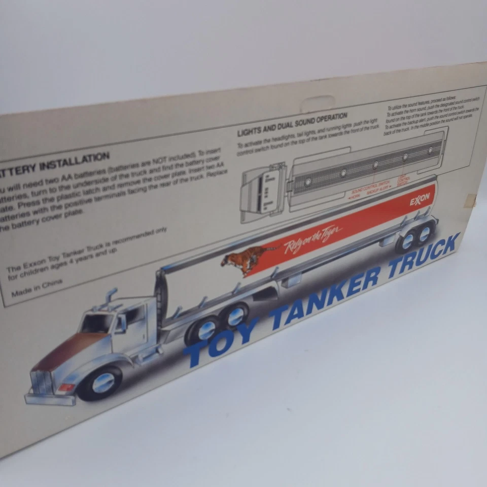 Camión cisterna de juguete Exxon de colección original en caja luces de sonido dobles años 90 Foto 2 de 4
