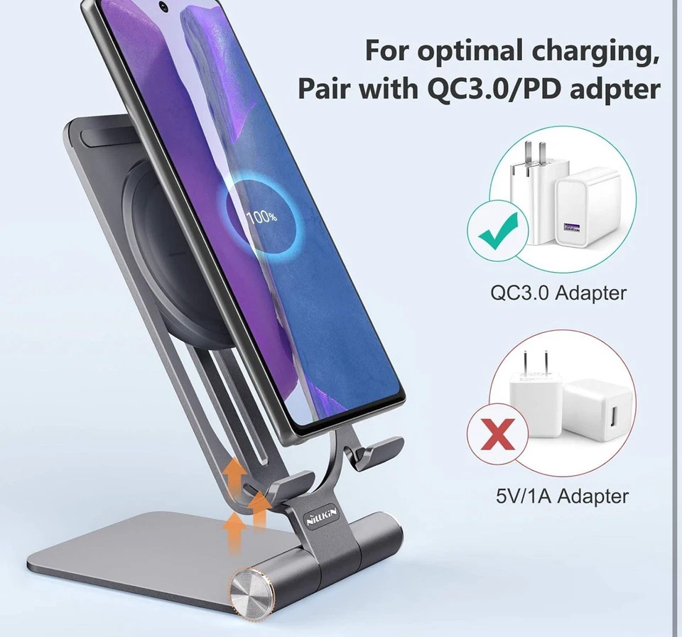 Fast Wireless Charger - Metal Foldable and Adjustable Wireless Charging Stand... - Image 4 of 4