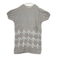 mina perhonen Odyssey embroidered dress, size 36, short-sleeved gray 6-0416S  