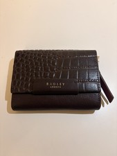 Radley Liverpool Street Ladies Leather Purse Croc Burgundy Designer Wallet