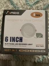 Amico 6 Pack 6 Inch 5CCT In 1 Slim LED Recessed Ceiling Light with Junction Box