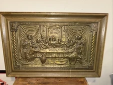 Antique Brass 3-D Relief The Lords Supper Extremely Well Done