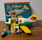 Vintage Fisher-Price Jetliner Play Family 182 Plane w/ Box Figures Luggage Dog