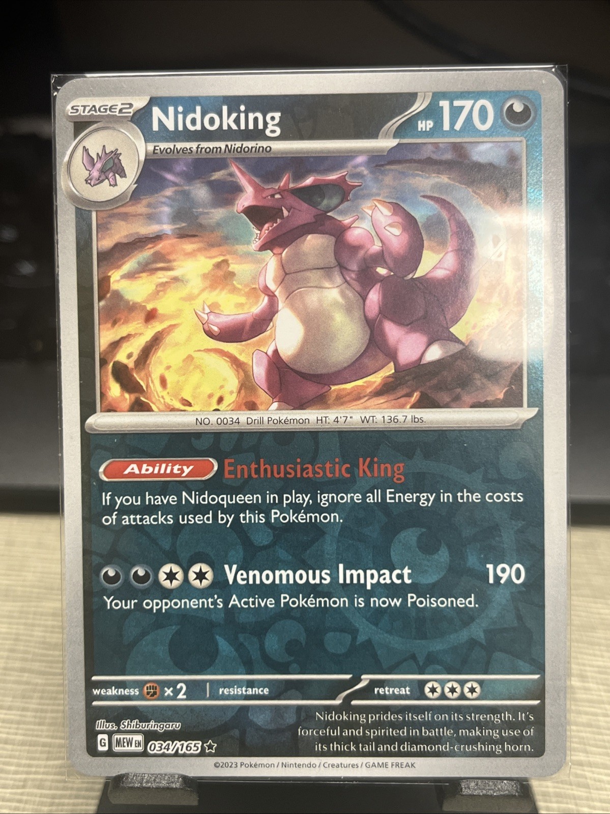 Nidoking 034/165 SV: Scarlet & Violet 151 Reverse Holo Pokémon Card NM