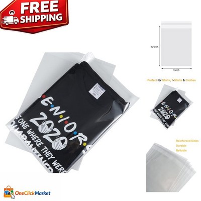 50pcs 9x12 Clear Resealable Poly Bags - Ideal for Clothing & T-Shirt Packaging