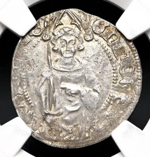 ANGLO-GALLIC. Edward the Black Prince, 1362-1372, Silver Hardi, NGC MS61