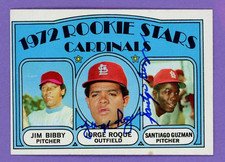 1972 Topps #316 Cardinals Jorge Rogue & Santiago Guzman Signed Baseball Card