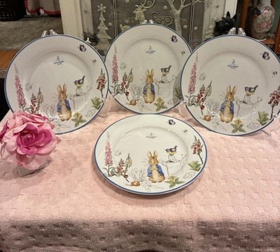 Beatrix Potter Peter Rabbit Dinner Plates 10.5'' Porcelain Set of Four New