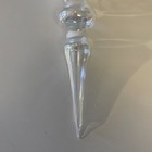 Vintage Clear Glass Ball / Tear Drop Icicle Silver & White Glitter Ornament 8.5” — photo 3