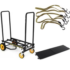 Rock N Roller R8RT Mid 8-in-1 Folding Multi-Cart with Shelf and Straps Bundle