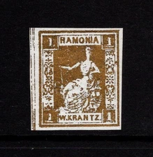 Hamburg 1800s 1p Krantz Local Post White Gold Harmonia MNH - S48610