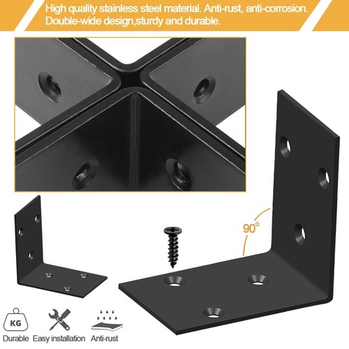 10 Pack 3.3" x 3.3" Stainless Steel Corner Bracket, Heavy Duty L Bracket, She... - Picture 4 of 7