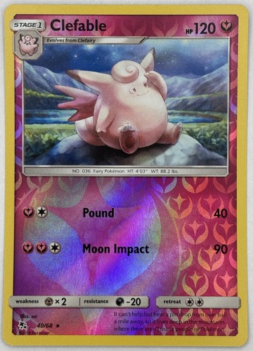 CLEFABLE 40/68 R HIDDEN FATES REVERSE HOLO NM/M SUI