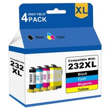 4 Pack 232XL Replacement Ink Cartridges for Epson XP4200 XP-4205 WF-2930 WF-2950