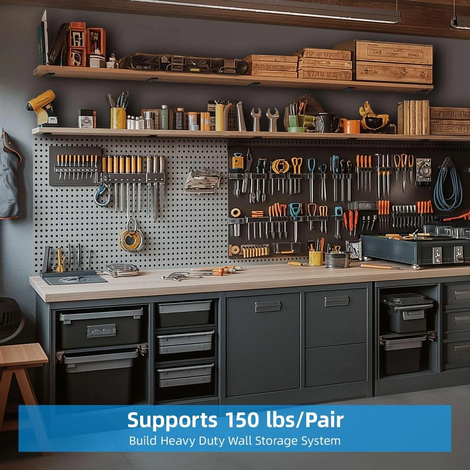 Упаковка из 6 сверхпрочных 8-дюймовых черных полочных кронштейнов, L-образный полочный кронштейн 8 дюймов для Flo... - Изображение 4 из 4