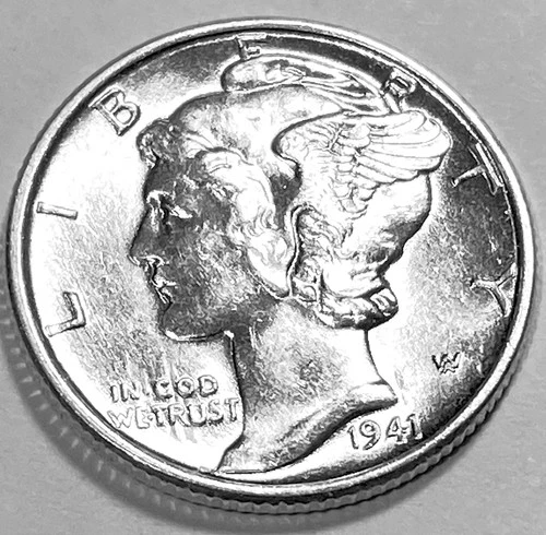1941 P MERCURY DIME SUPERB GEM BU +  No Reserve  *J1925