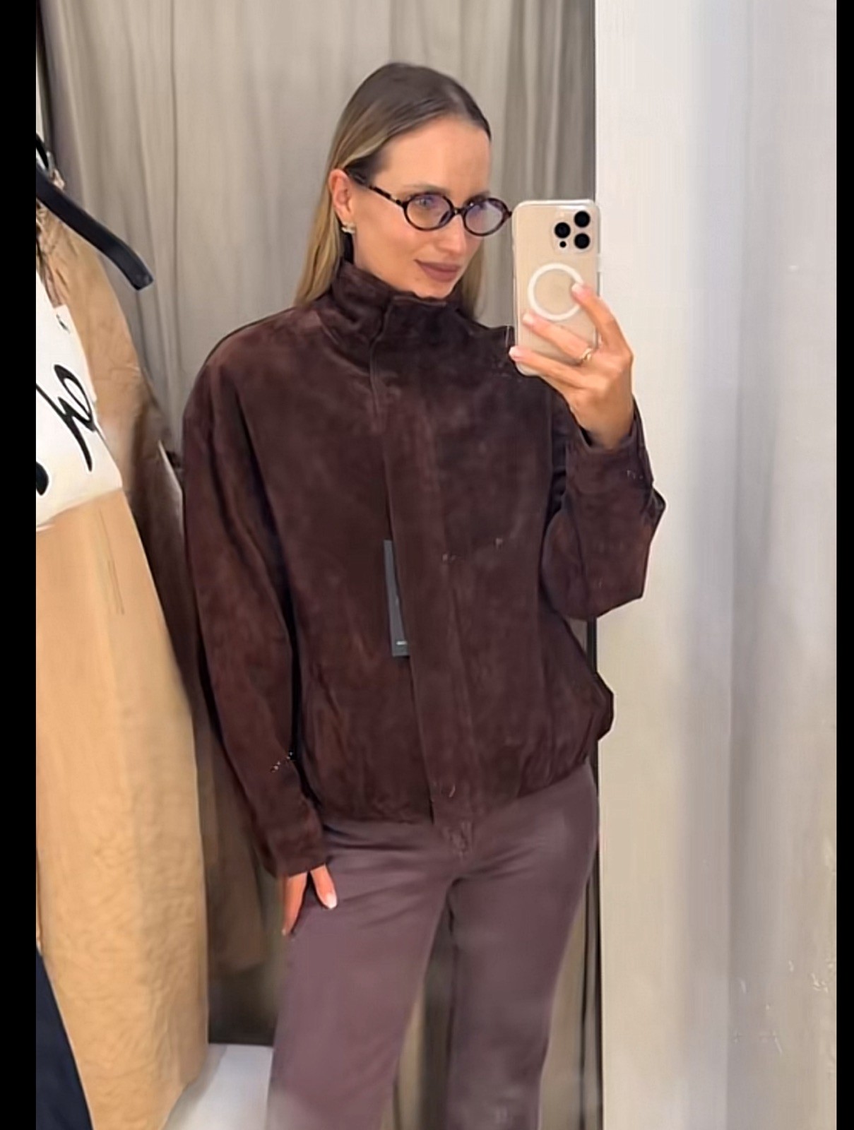 ZARA WOMAN NWT FW25 SUEDE LEATHER JACKET BROWN SHORT 4341/878/716 Size XL image 7