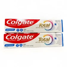 New Colgate Lot of 2 Total Active Prevention Whitening Mint Toothpaste 5.1 oz