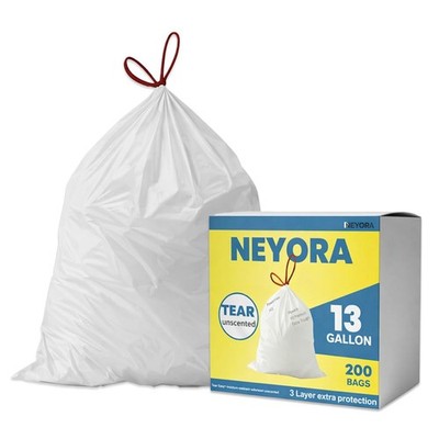 13 Gallon Trash Bags -200 Count White Trash Holders -23''×27'' Unscented Tras...