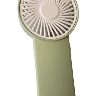 Mini Handheld Portable Battery Operated Fan Green White Plastic Round Slide