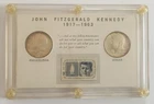 John F Kennedy 1964 Commemorative 2 Coin and Stamp Set