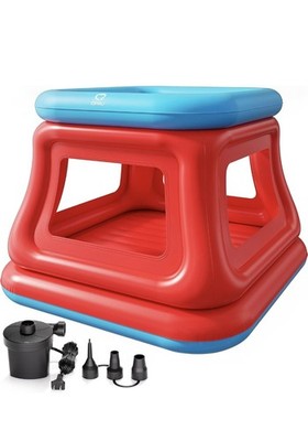 3-in-1 Aufblasbares Hüpfhaus für Kinder 3-6, Bällebad, Trampolin & Hüpfburg 