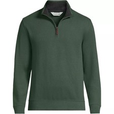 Bedford Rib Men  s Quarter-Zip Hunter Estate Green Lands End NWOT Size Large