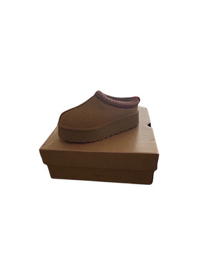 UGG Women's Tazz Chestnut Braid Platform Suede Slippers Select Size *New*