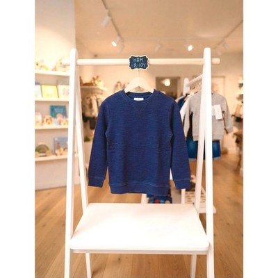 H&M Blue Textured Crewneck Sweatshirt Kids Size 8-10 Years 100% Cotton