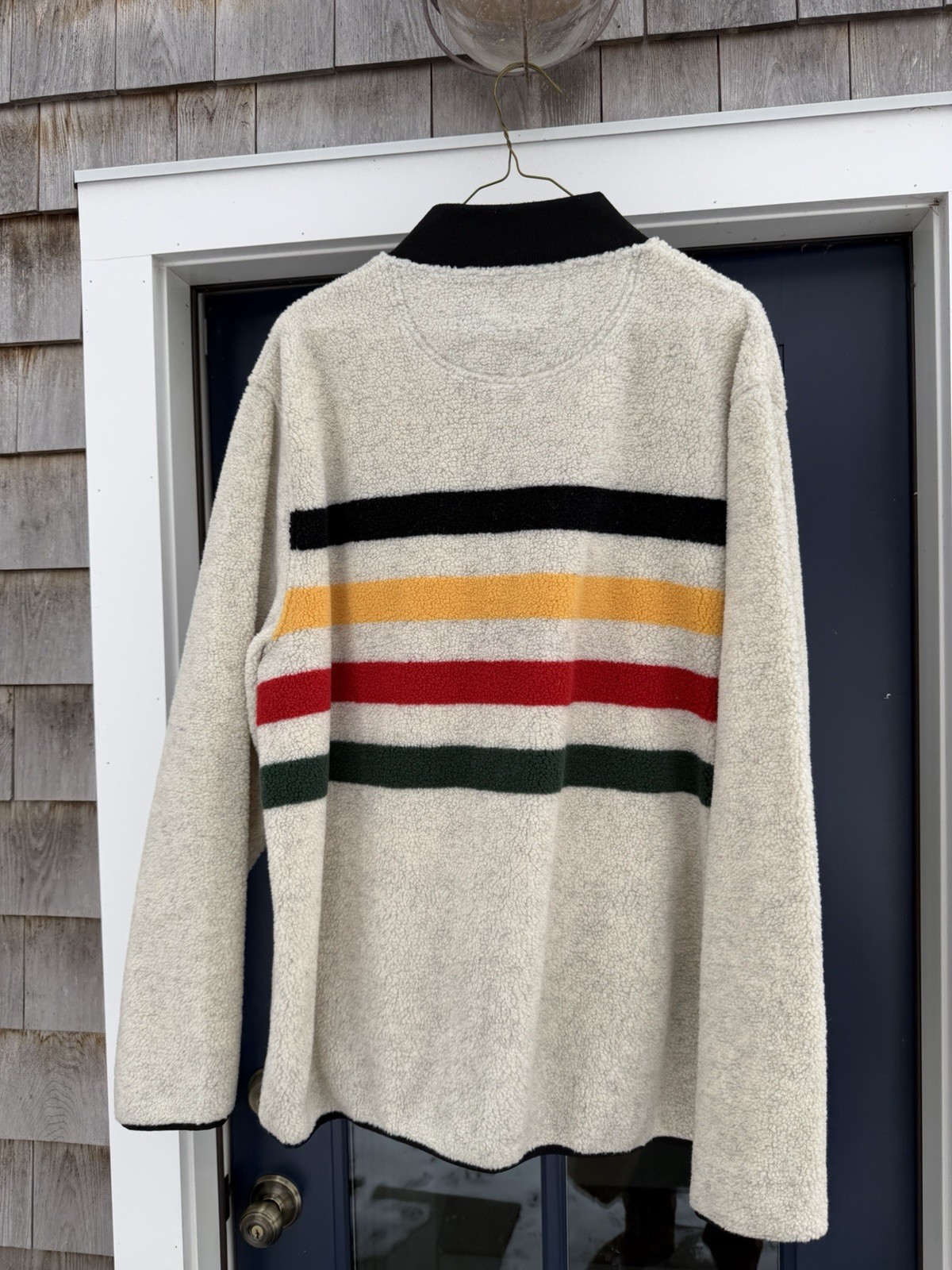 Pendleton Men's Striped Full Zip Jacket Cream Bla… - image 3